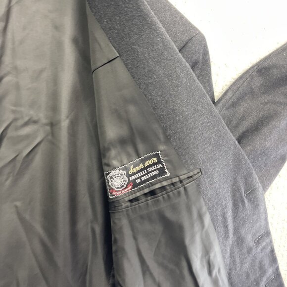 PAL ZILERI Blazer Mens 54R Dark Grey 100% Wool Super 100s Suit Jacket Italy Made - Picture 10 of 15